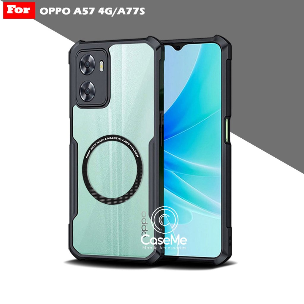 ESONG Cover Per OPPO A77/A57/A57S 4G - Custodia Antiurto TPU Con Anello Magnetico E Supporto (Bianco)
