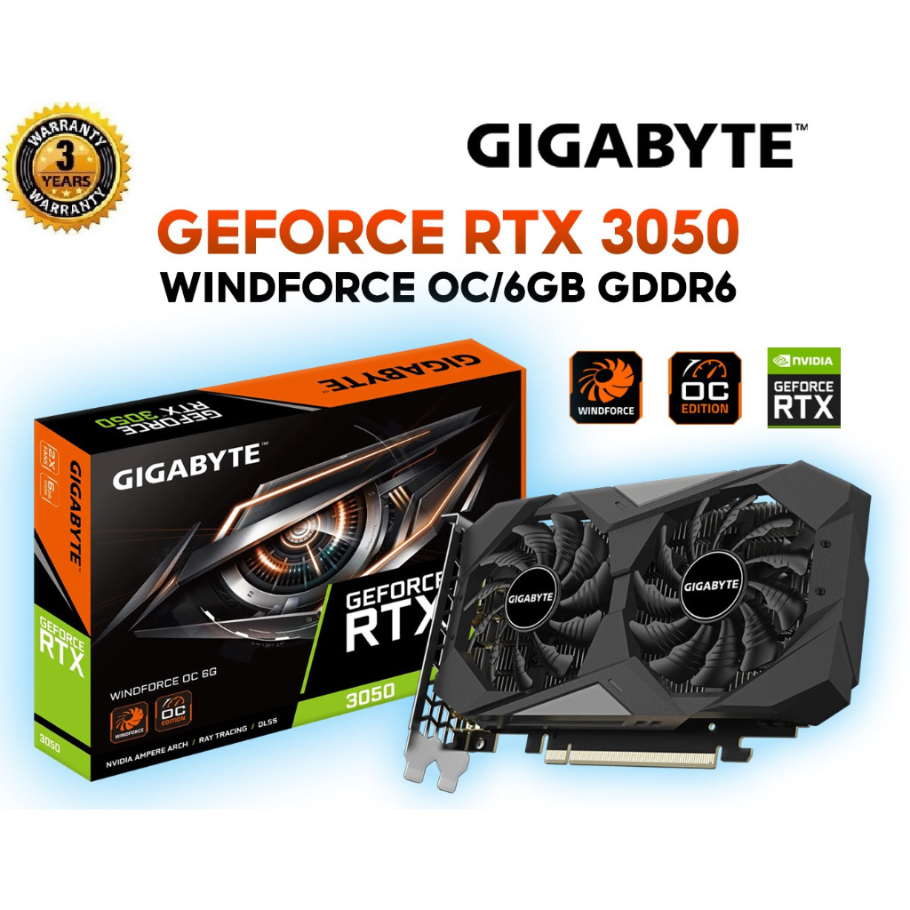 Jual GIGABYTE GeForce RTX 3050 WINDFORCE 6GB OC GDDR6 - VGA RTX 3050 ...
