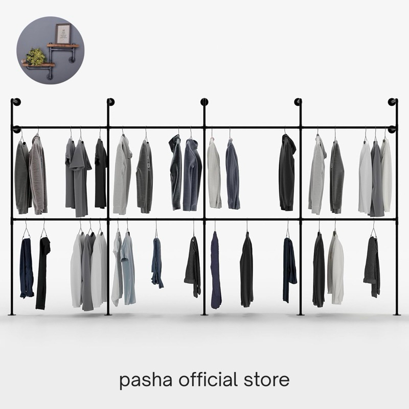 Jual industrial pipe clothing rack - rak display - 2X4 Meter | Shopee ...