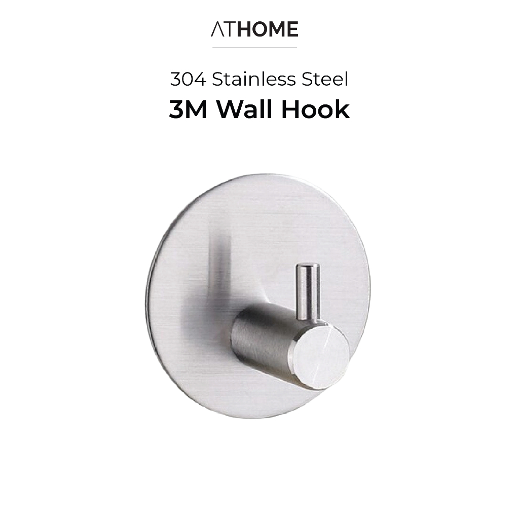 ATHOME 3M Wall Hook Gantungan Dinding Stainless Steel Baju Besi