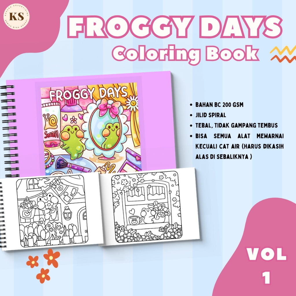 Jual FROGGY DAYS VOL 1 Healing Coloring Book Cute Comfy For Adults And ...