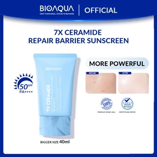BIOAQUA 7X Ceramide Serum Sunscreen SPF 50 PA ++++ Sunscreen Gel Sunblock Wajah 12H Sun Protection 0% Alkohol, Waterproof UV Spot-proof