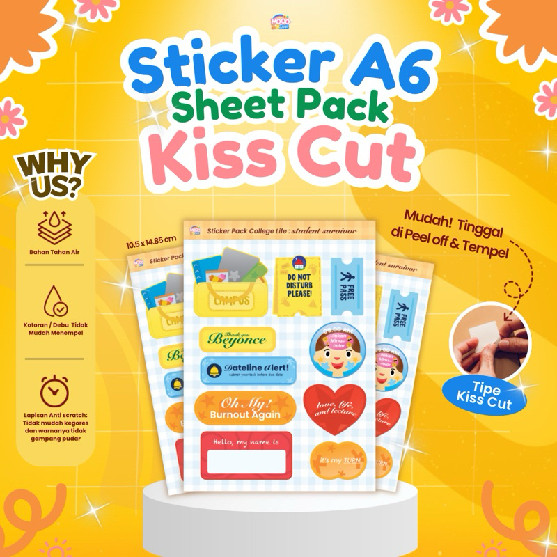 Jual Sticker A6 Sheet Pack Kiss Cut : Sticker Aesthethic, Sticker slice ...