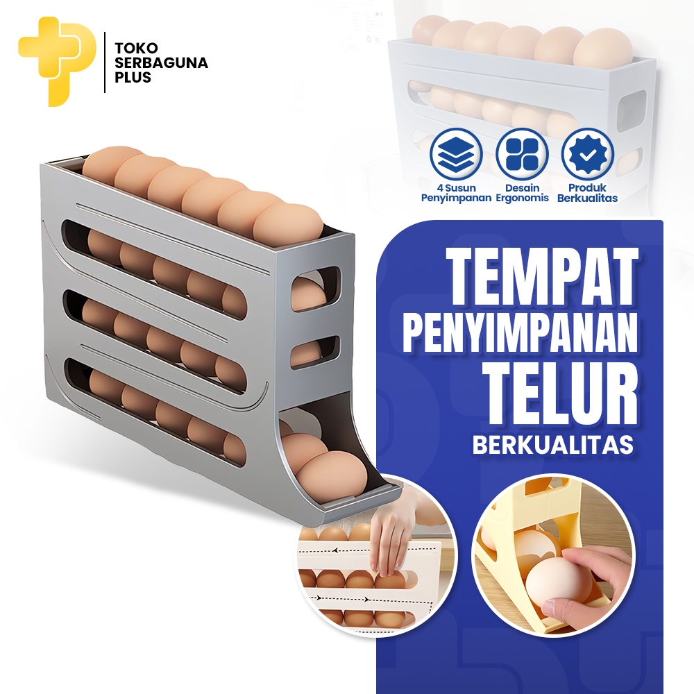 Jual Rak Telur 4 Tingkat Tempat Penyimpanan Telor Kulkas Bergulir Egg ...