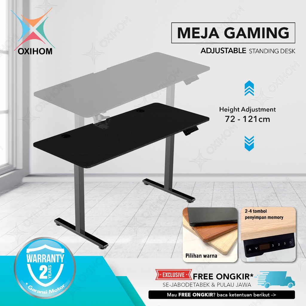 Jual Oxihom T1 Meja Gaming Meja Computer Naik Turun Hidrolik Standing ...