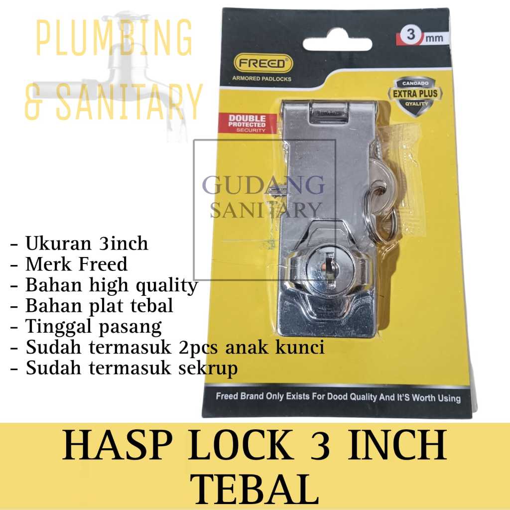 Jual Hasp lock 3 inch kunci overpall pintu otomatis 3