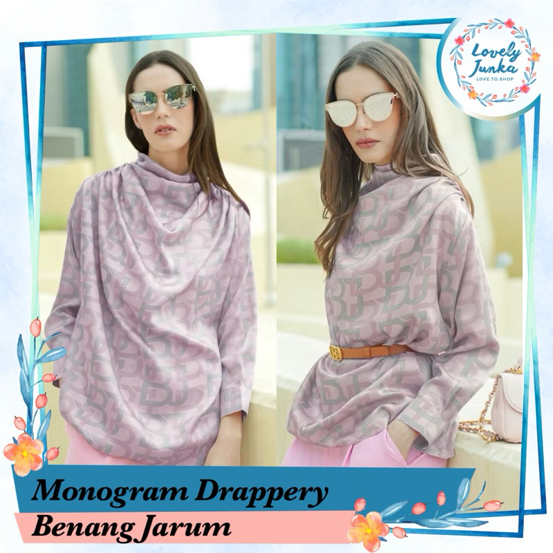 Jual MONOGRAM CROP | MONOGRAM DRAPERY BLOUSE SHIRT BENANG JARUM ...