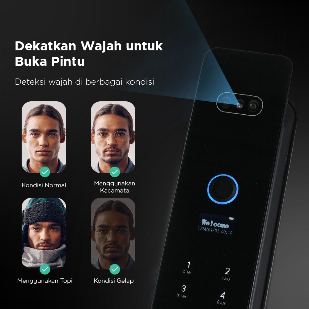 Jual Smart Door Lock Face Recognition Fingerprint Password Key Card ...