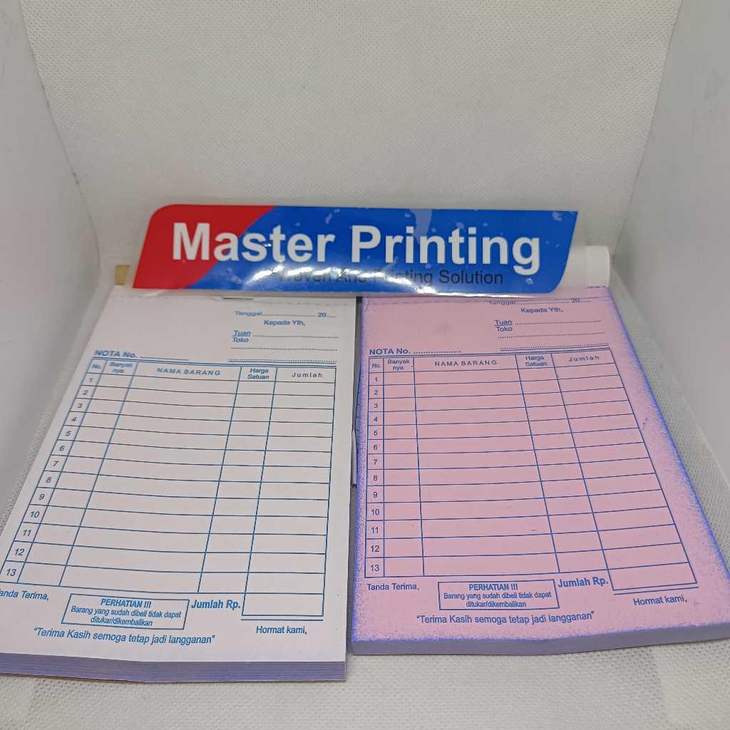 Jual Nota Kontan murah Kwitansi model potrait ukuran 1/4 folio 2ply ...
