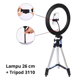 Ringlight 26cm Tripod 3110 Selfie Make Up Live Vlog Lampu Ring Light