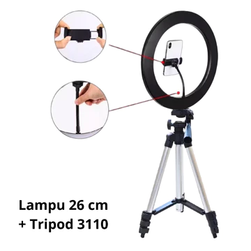 Ringlight 26cm Tripod 3110 Selfie Make Up Live Vlog Lampu Ring Light