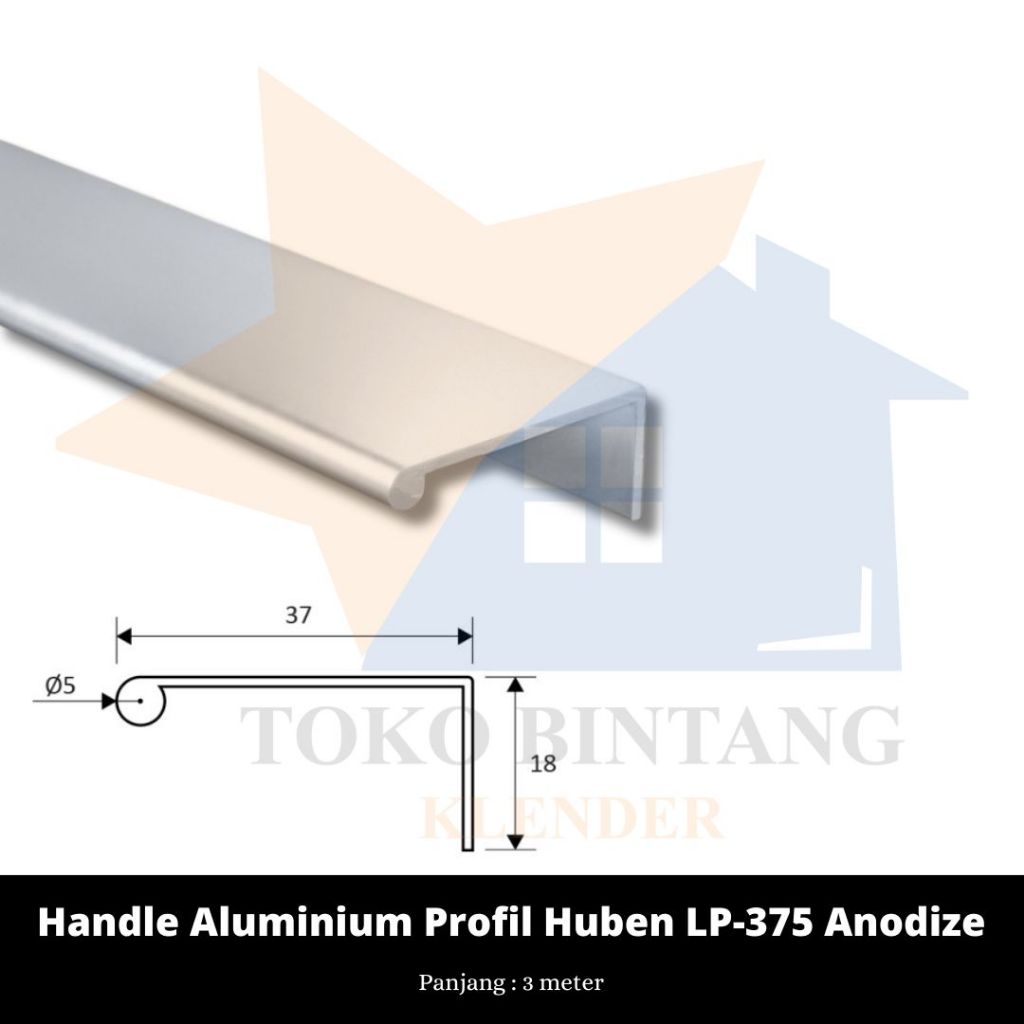 Jual Handle Aluminium Profil Huben LP-375 Anodize | Shopee Indonesia