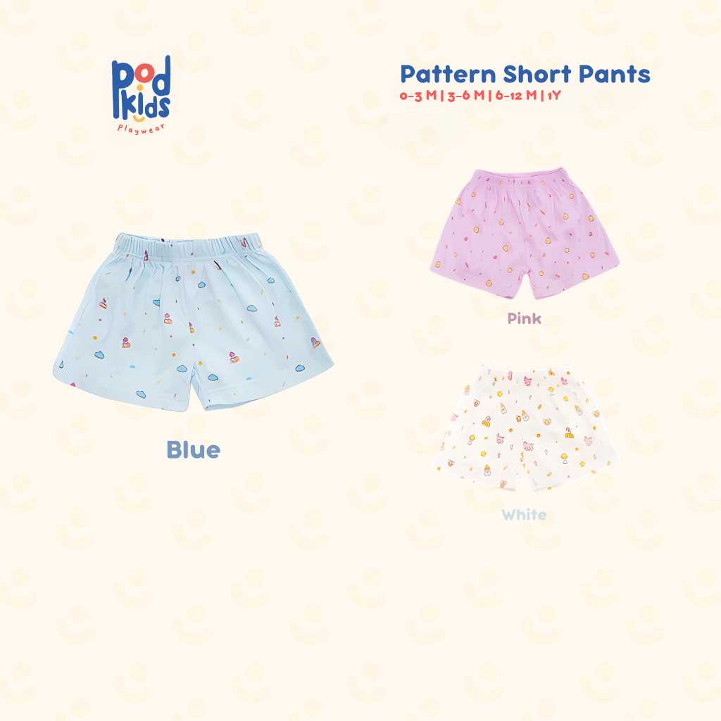 Jual PODKIDS Baju Bayi - Pattern Short Pants 0-1 Tahun | Shopee Indonesia