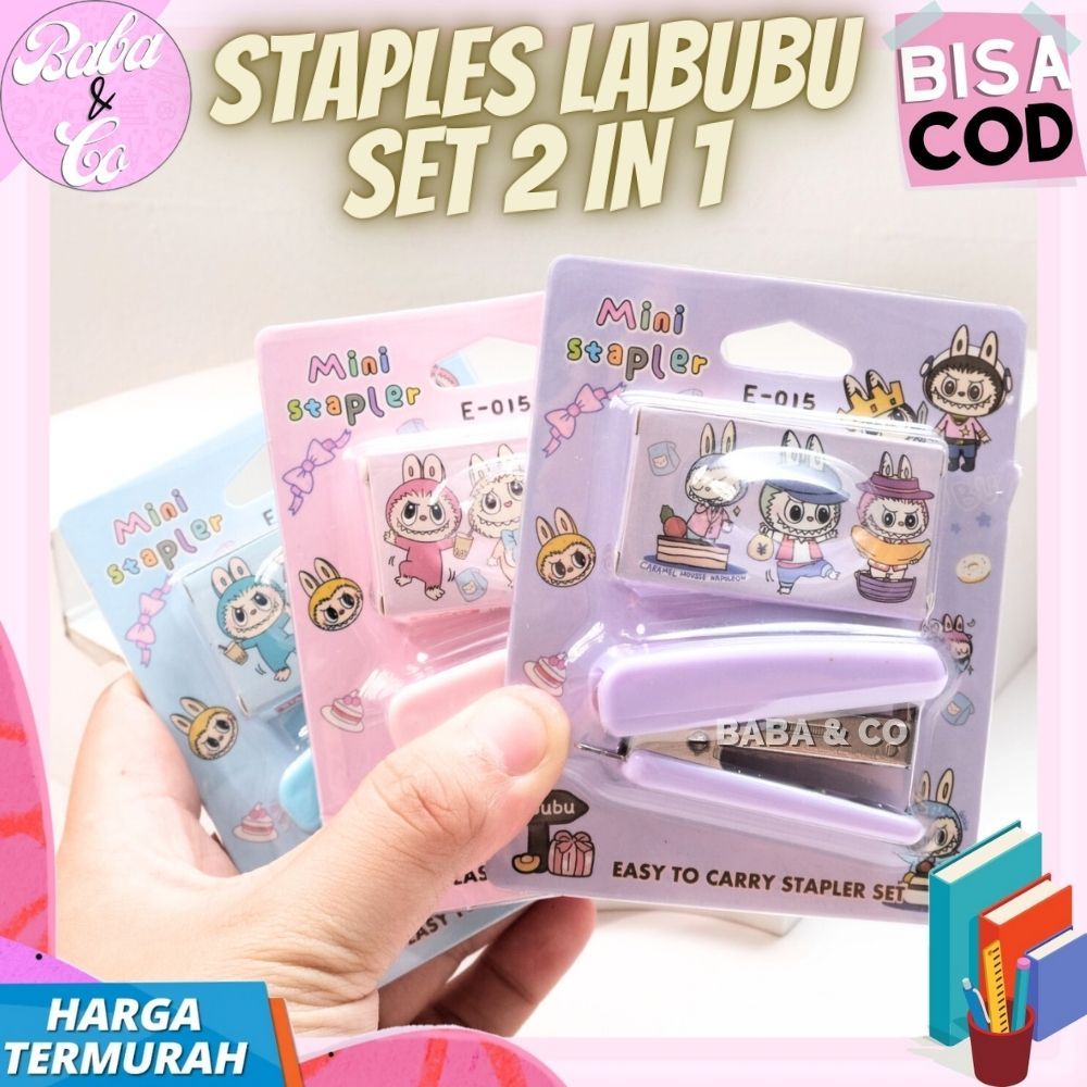 Jual STAPLES MINI LABUBU 2 IN 1 STAPLER LABUBU KECIL FREE REFILL LABU ...