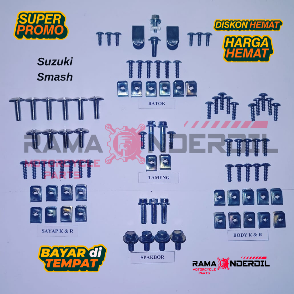 Jual Satu set baut / baud mur body motor Smash 110 thn lama | Shopee ...