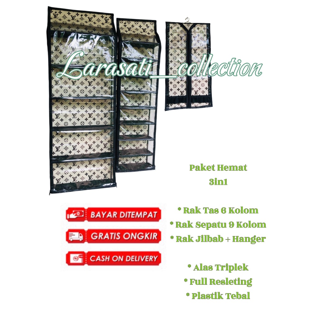 Jual ( Alas Triplek ) Rak Gantung Set 3in1 Karakter Rak Tas Rak Sepatu ...