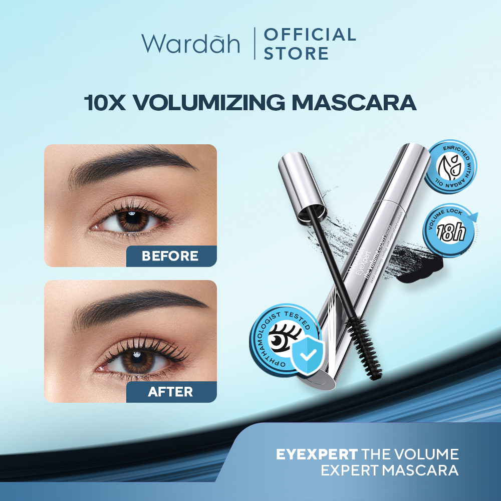 Wardah EyeXpert The Volume Expert Mascara - Mascara Waterproof dengan Argan Oil yang Melentikkan dan Extra Menebalkan - Tahan Lama Hingga 12 Jam