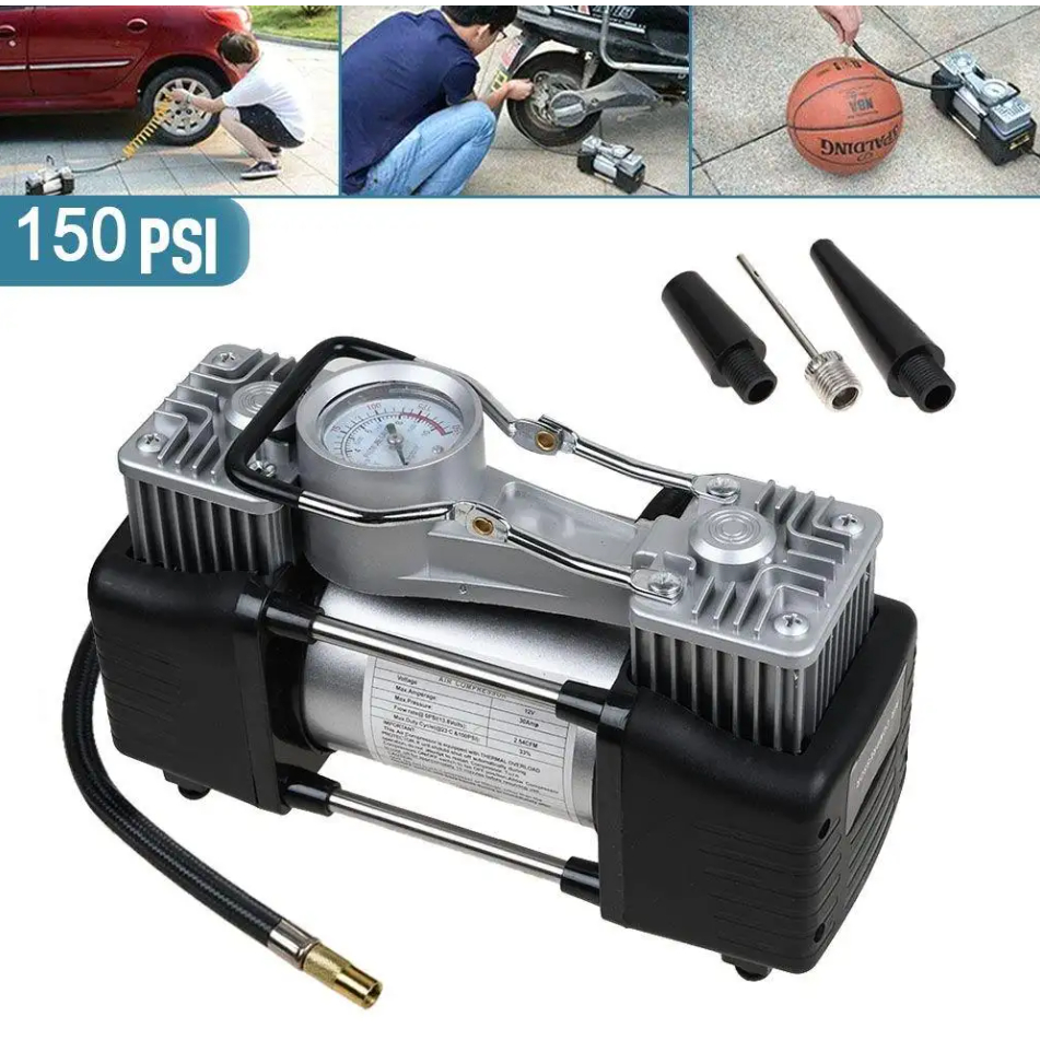 Jual Pompa Ban Elektrik Compressor Double Cylinder 12V 150 PSI | Shopee ...