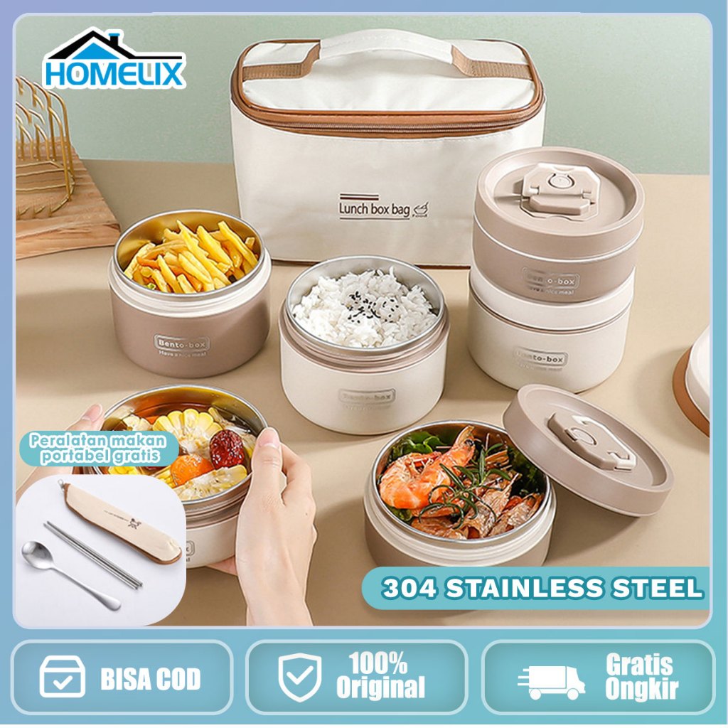 Jual COD Homelix Kotak Makan Portable Tahan Panas / Container Sealed ...
