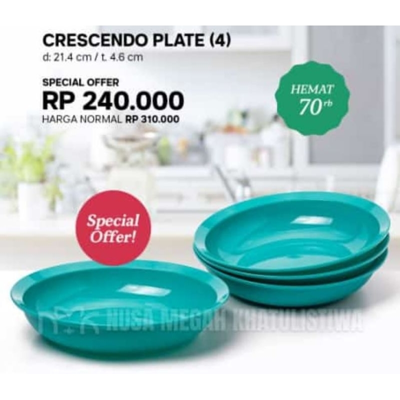 Jual Piring Crescendo plate tupperware 4pcs | Shopee Indonesia
