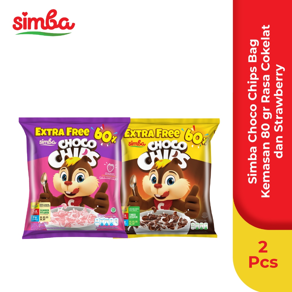 Jual Simba Choco Chip Sereal Bag Kemasan 50gr Free 60% Rasa Coklat dan ...