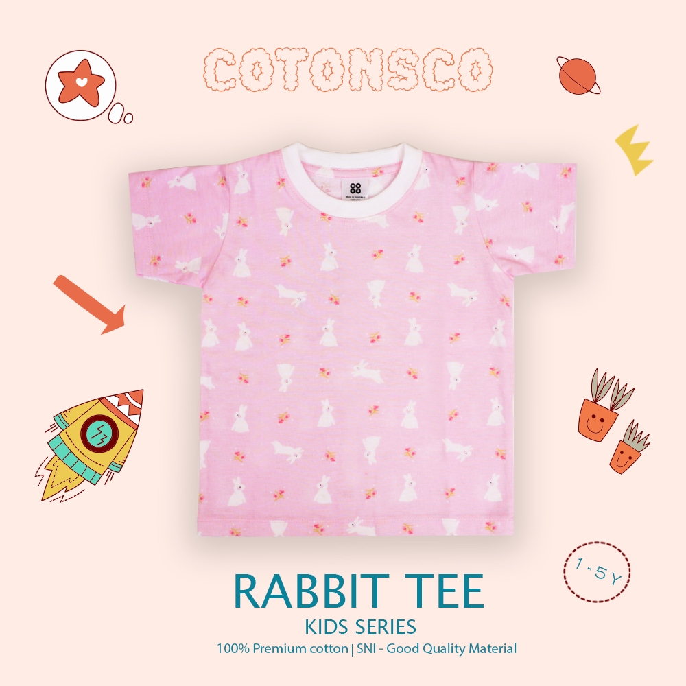 Jual Cotonsco Baju Printing Rabbit, Full Cotton 30s. Anak 2 - 6 Tahun ...