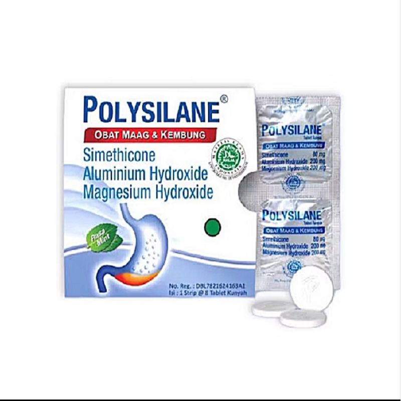 Jual POLYSILANE TABLET 1 STRIP ISI 8 TABLET KUNYAH - MENGOBATI MAAG DAN ...