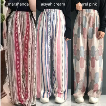 Threelook Paket Hemat 3 Pcs Celana Kulot Hommy Rayon Viscose Marshanda Model Remaja Motif 2025
