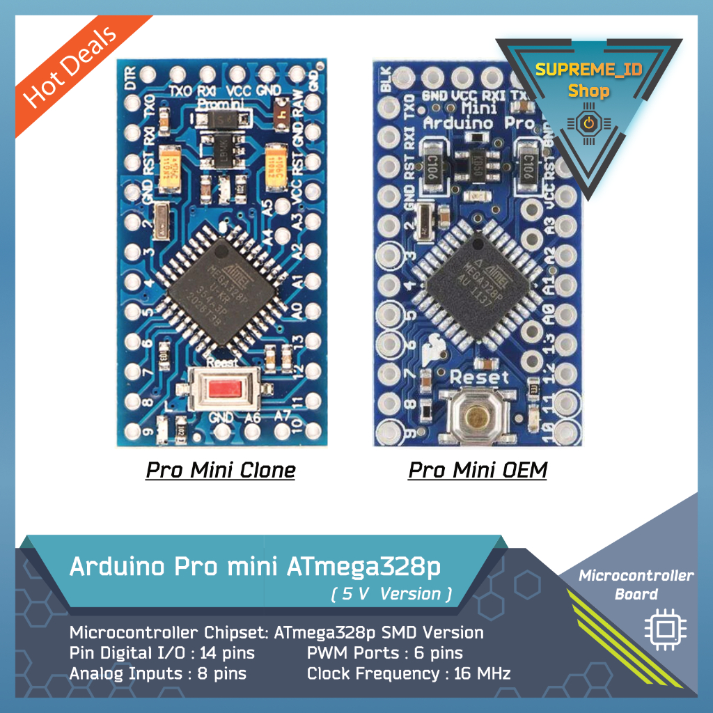 Jual Arduino Pro mini ATmega328 16 Mhz Microcontroller Dev Board ...