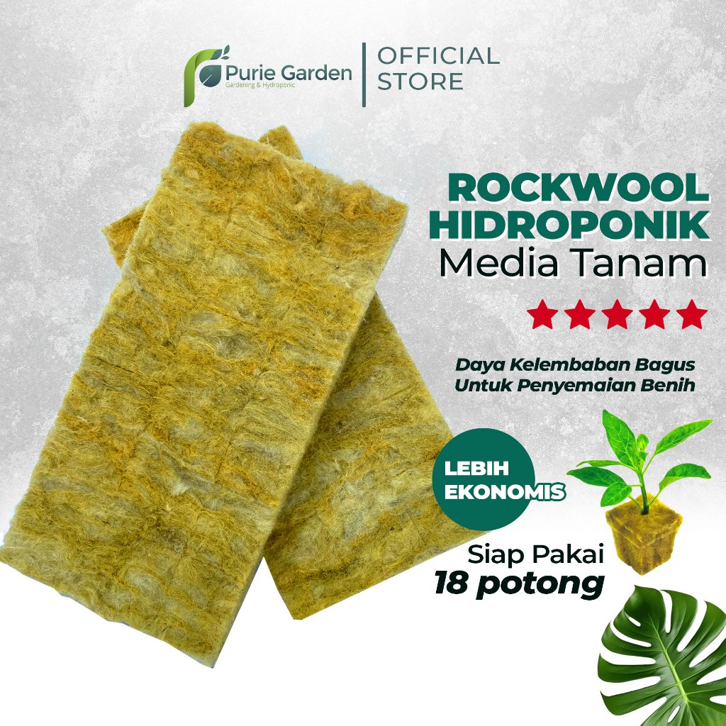 Rockwool Hidroponik Media Tanam Semai 18 Potong Cultilene Import