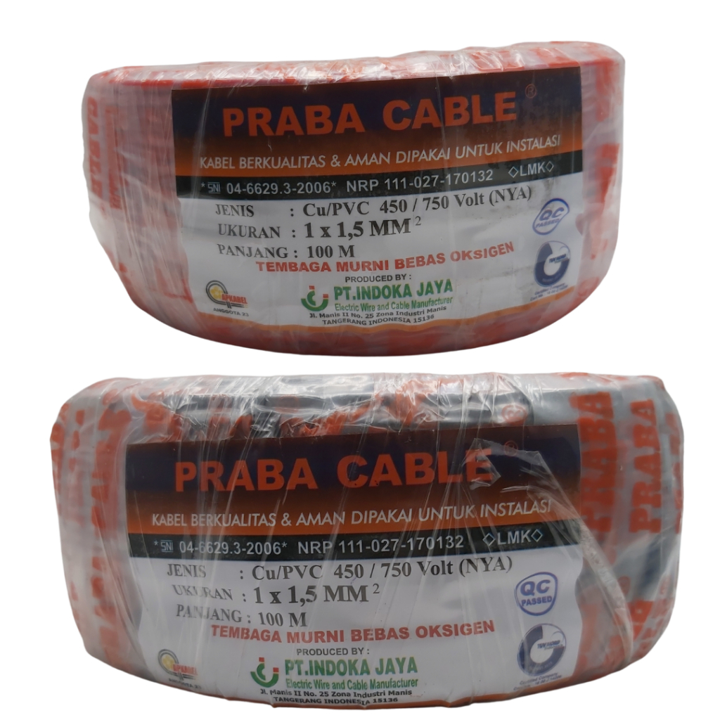 Jual Kabel NYA 1x1,5 100M Praba Kabel Instalasi Tunggal 1 Roll 1 x 1,5 ...