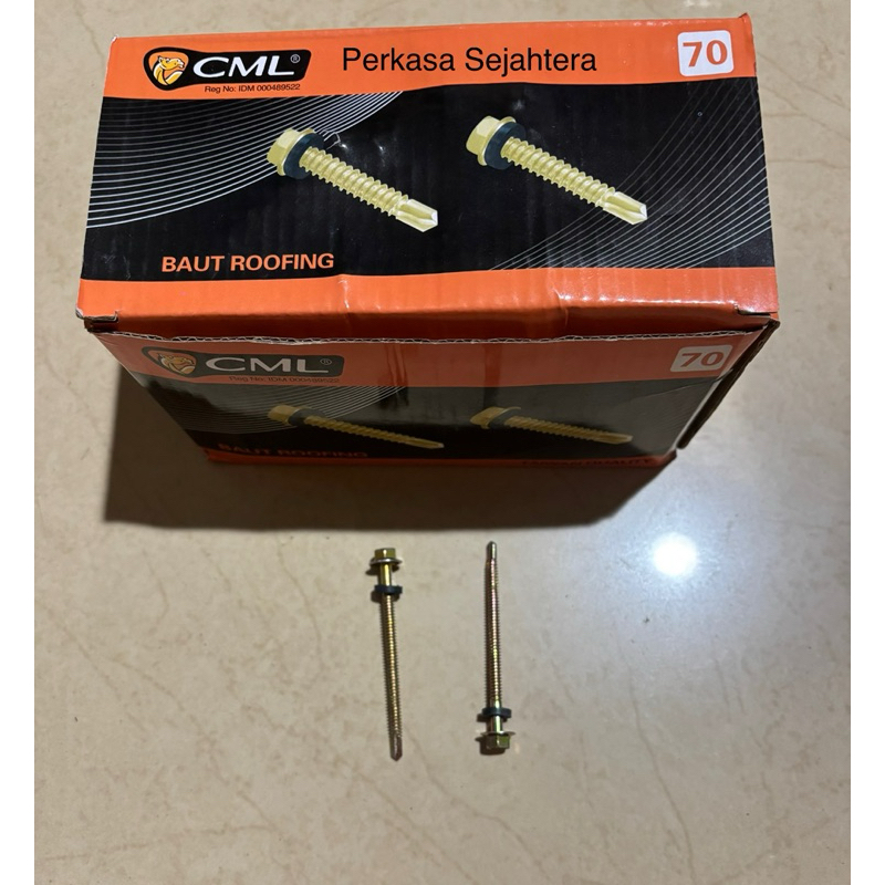 Jual Baut Roofing CAMEL 12 X 70 ( 7cm ) / Baut Baja Ringan Kuning CAMEL ...
