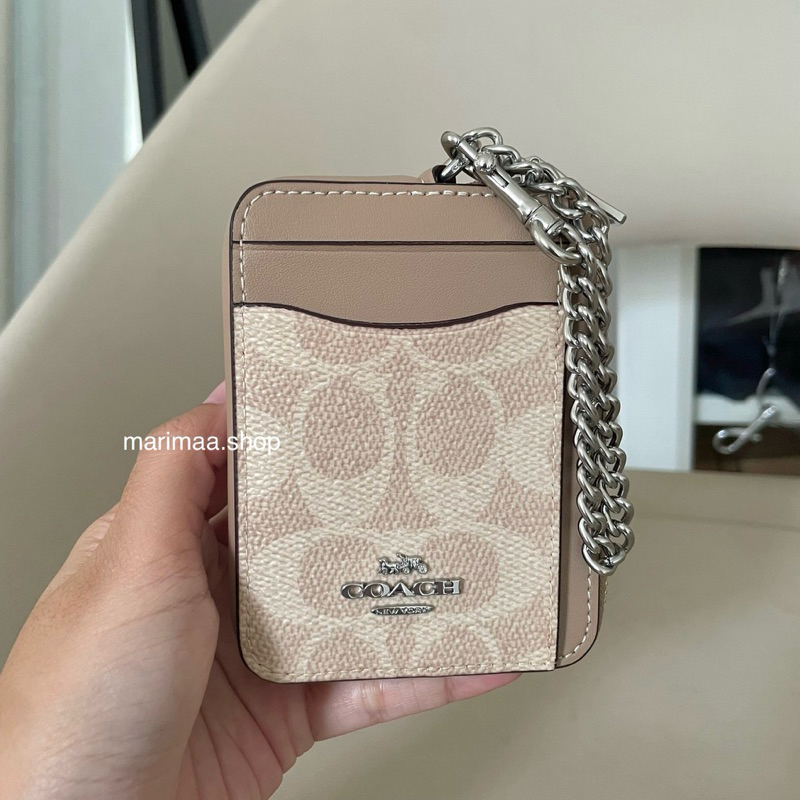 Jual dompet c0achh zip coc wallet chain original chalk sand signature ...