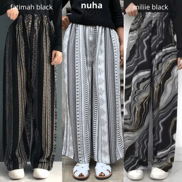 Threelook Paket Hemat 3 Pcs Celana Kulot Hommy Rayon Viscose Marshanda Model Remaja Motif 2025
