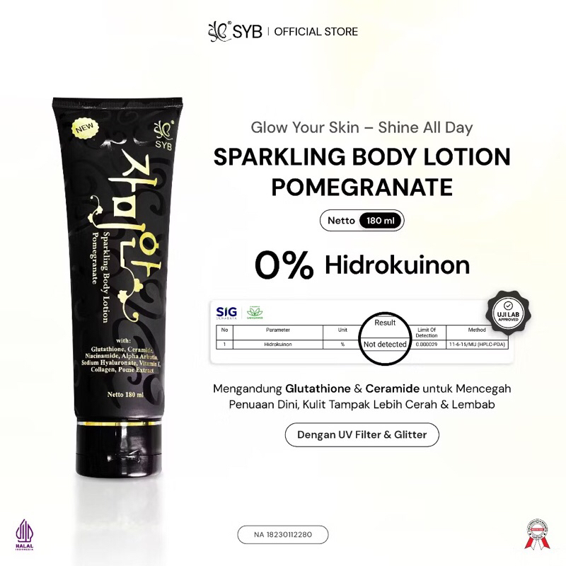Jual NEW SYB HITAM SPARKLING BODY LOTION POMEGRANATE (GLUTATHIONE ...