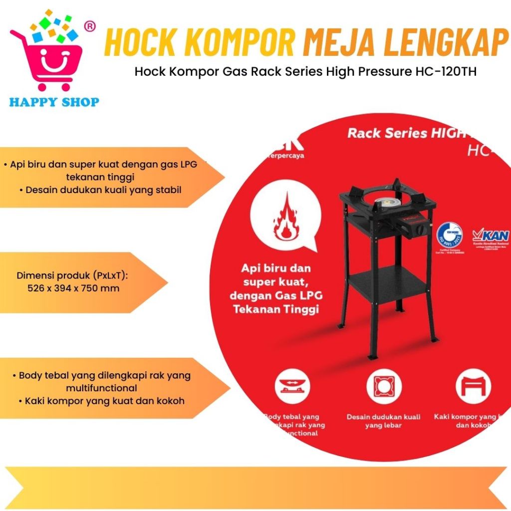 Jual Hock Kompor Gas Rack Series High Pressure HC-120TH / Kompor Meja ...