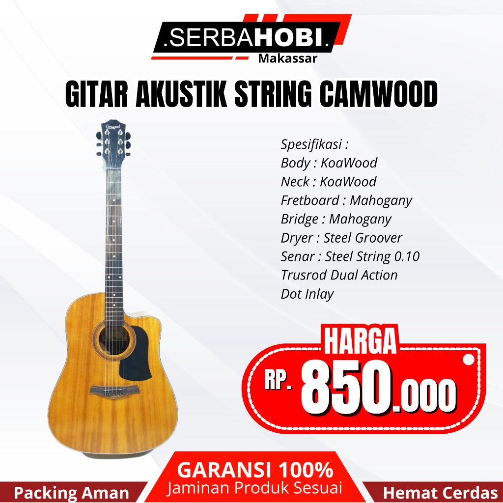 Jual Gitar Akustik String Camwood Original Tanam Besi Sound Mantap ...