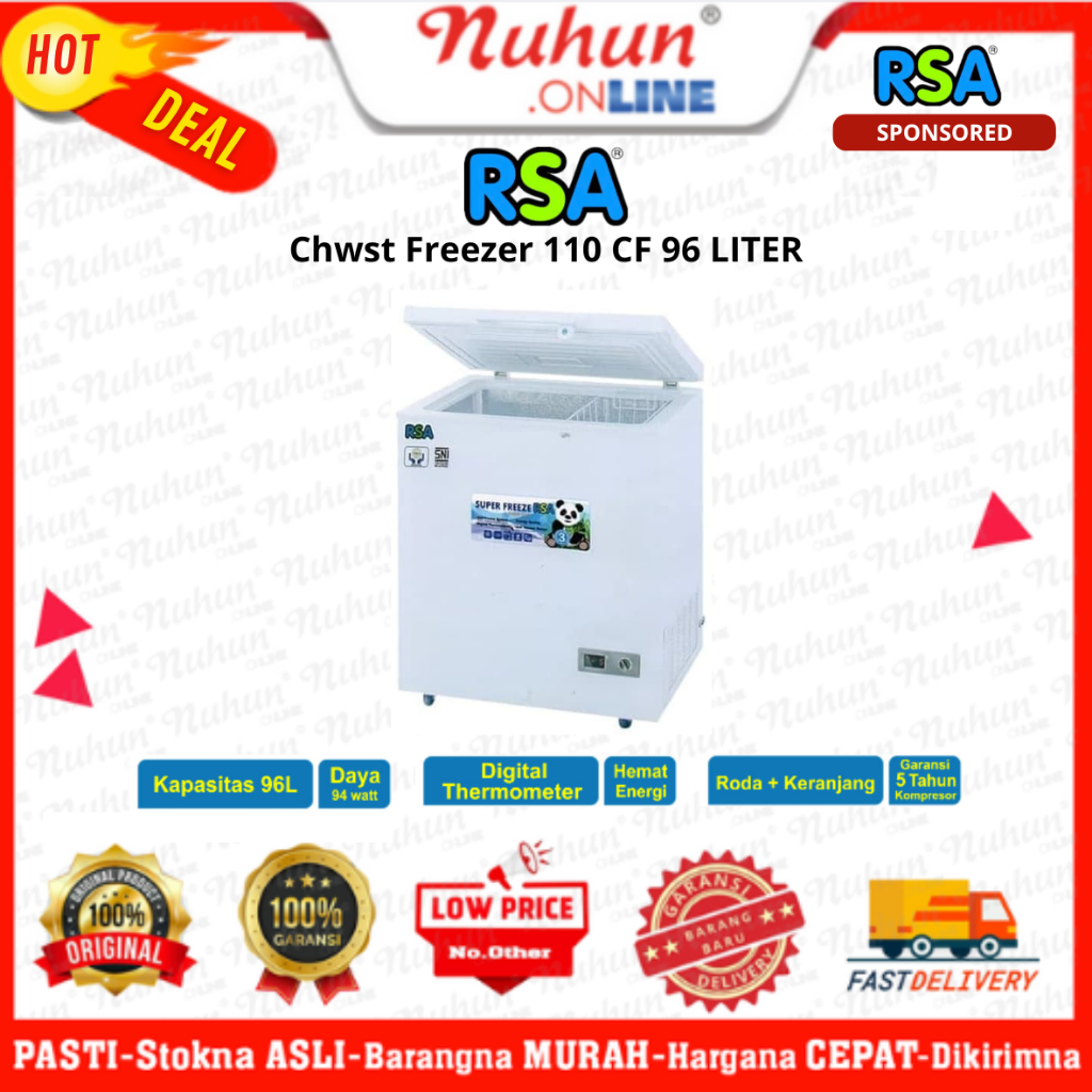 Jual CHEST FREEZER RSA 110 CF 96 LITER [CIANJUR] | Shopee Indonesia