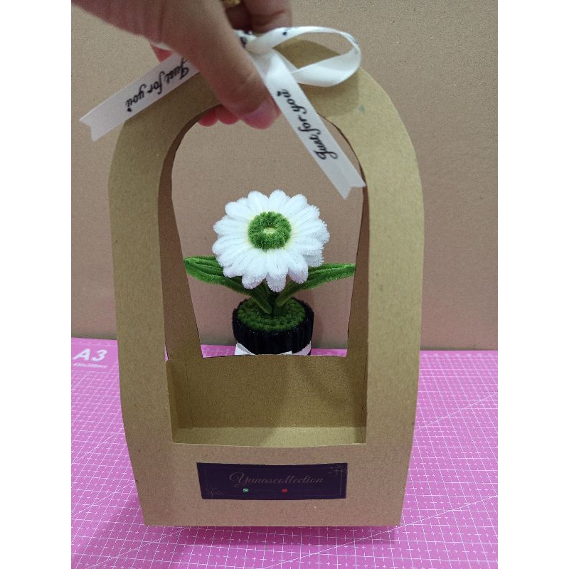 Jual flower box estetik pot bunga kawat bulu/hanya flower box saja ...