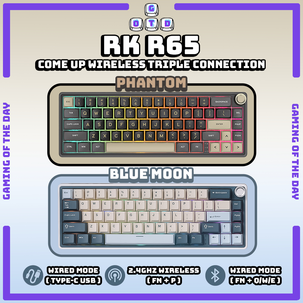 Jual Royal Kludge RK R65 Wireless VIA 3-Mode Knob 65% Gasket Mechanical ...