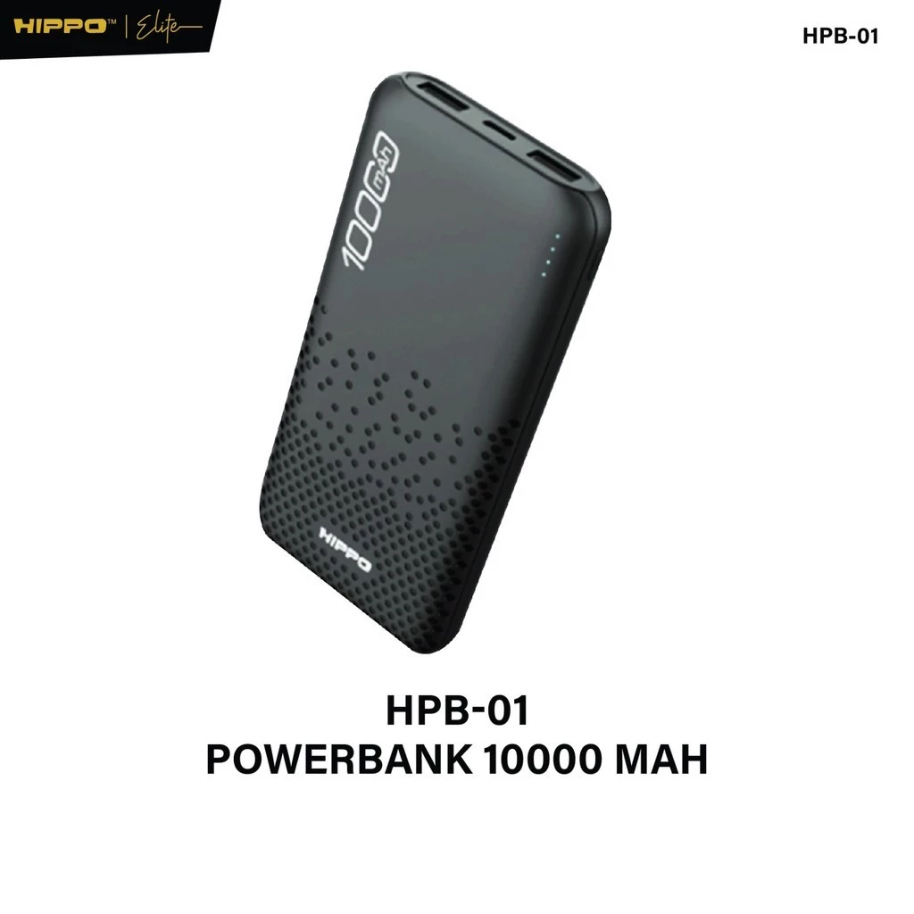 Hippo Powerbank HPB-01 10.000 Mah Fast Charging Sdc 2.4A Dual Output Usb A Dual Input Usb C Micro Garansi Resmi Hippo
