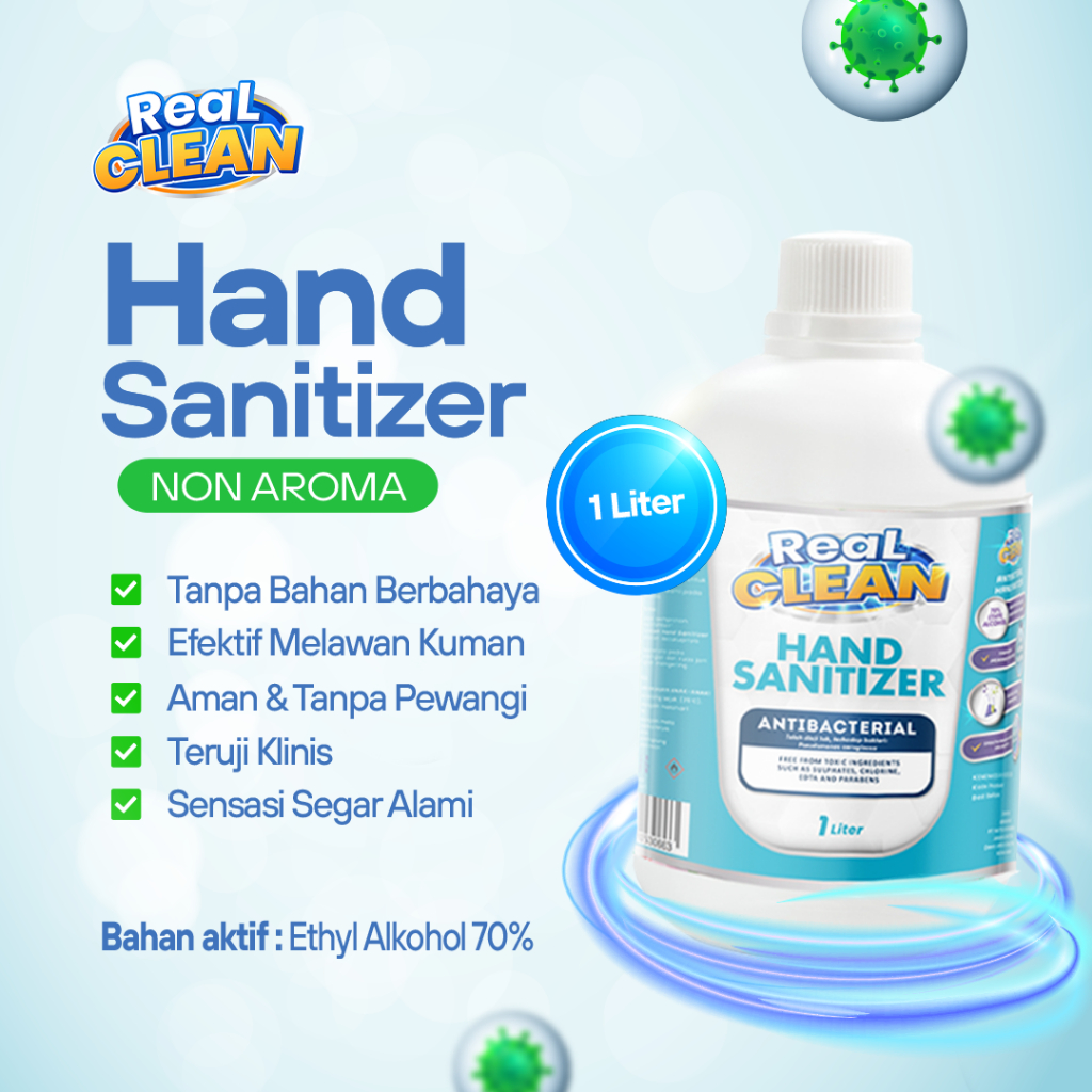 Jual Real Clean Hand sanitizer Cair 1 liter Handsanitizer Spray Non ...