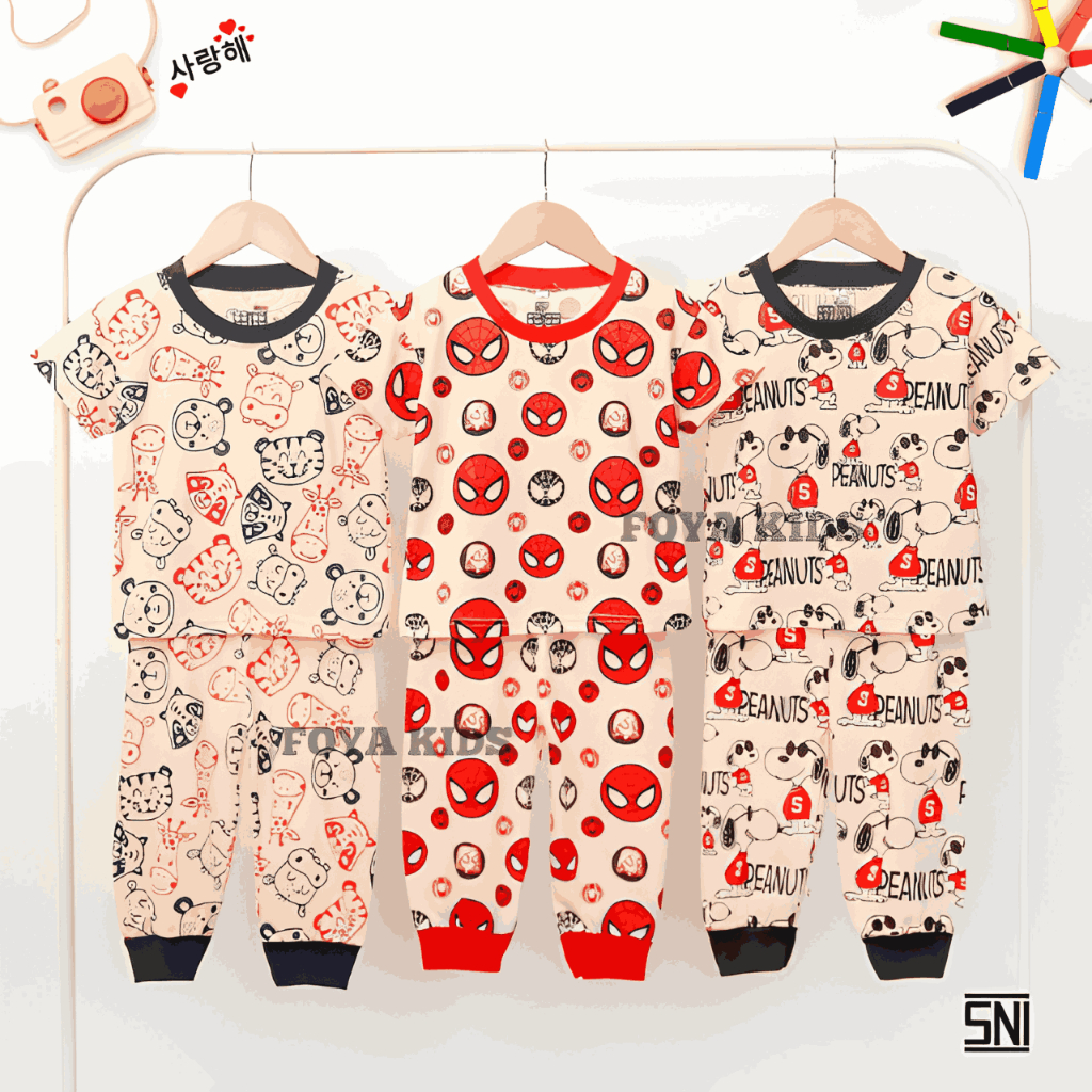 Jual FOYA KIDS - Setelan premium pajamas unisex motif full gambar ...
