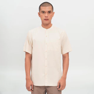 M231 Kemeja Pria Koko Shanghai Polos Pendek Cream 0914A