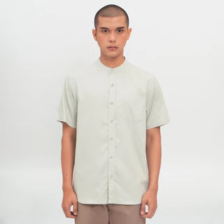 M231 Kemeja Pria Koko Shanghai Polos Pendek Hijau Mint 0914C
