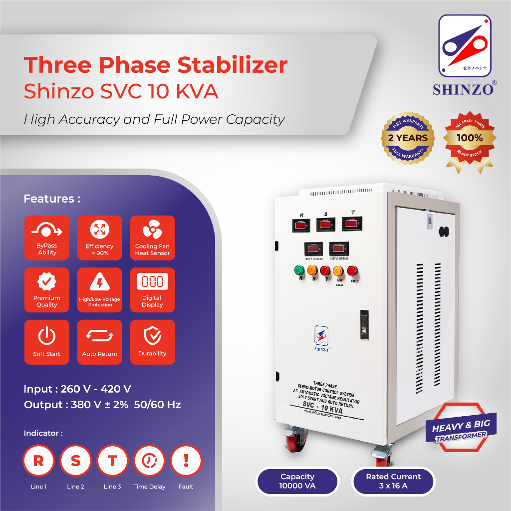 Jual Stabilizer Listrik Shinzo stabiliser 10 KVA 3 Phase Fase Stavol ...