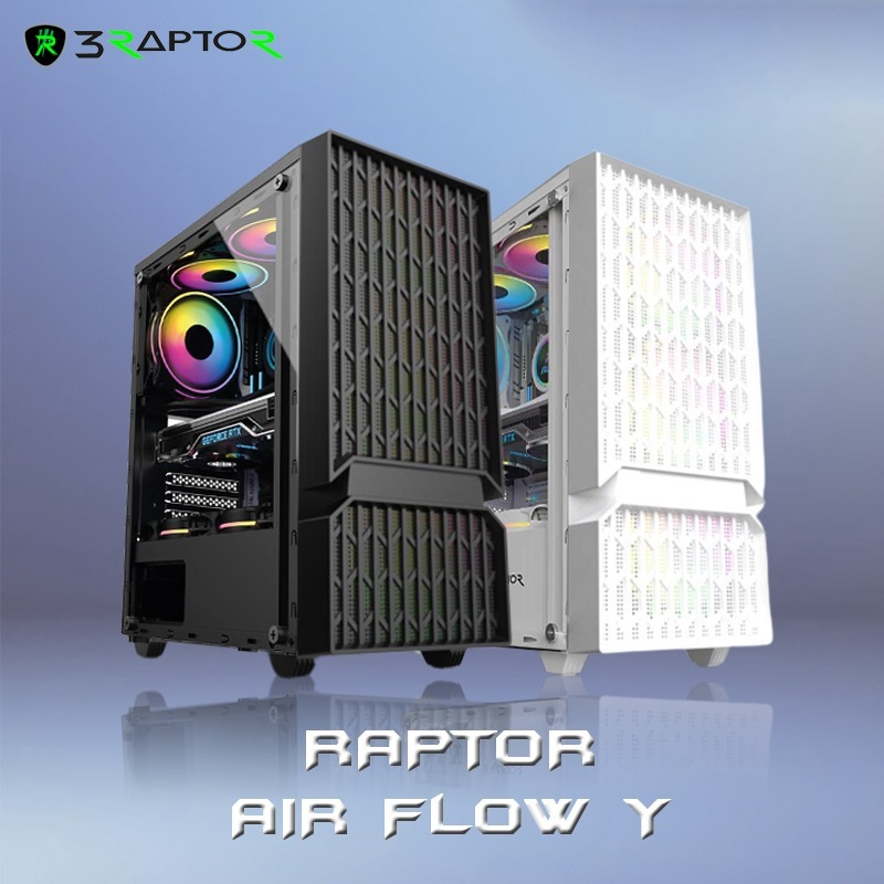 Jual Casing Gaming/PC/Office ATX RAPTOR AIR FLOW Y Free 3 Fan RGB ...