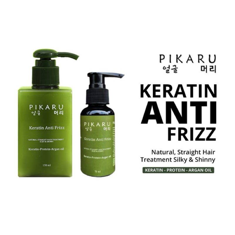 Jual 1Paket Pikaru Keratin 75-150ml Anti Frizz Ampuh Mengatasi Rambut ...