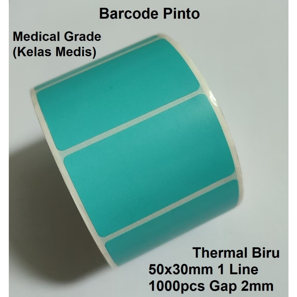 Jual Thermal Biru 50x30mm 1Line 1000pcs Gap 2mm Core 1 inchi / Label ...
