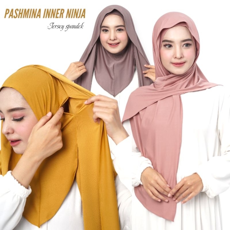 Jual Pashmina Oval Inner Ninja Nutup Leher/ Pashmina Instan Menyatu ...